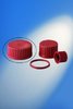 Melamine resin screw cap with PTFE liner, GL-45, red, temp. resistant up to 200°C, autoclavable